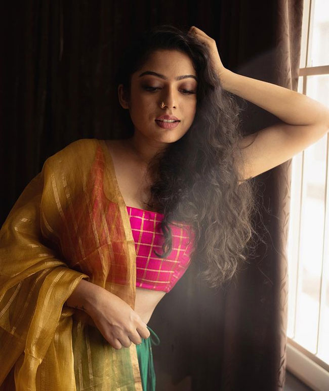 Adorable Pics Of Varsha Bollamma In Colorful Dress